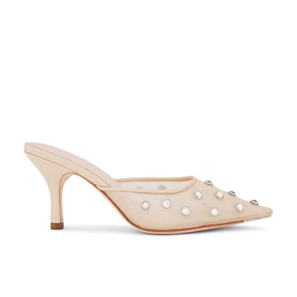 NEW Loeffler Randall Paloma Mules heels shoes Cream rhinestones Revolve 9.5 - Picture 2 of 13